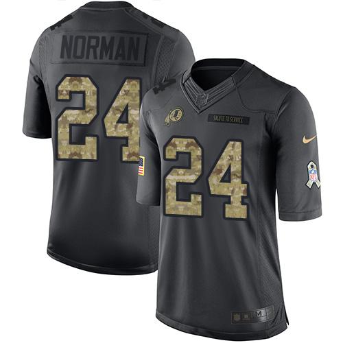 Nike Redskins #24 Josh Norman Black Men's Stitched NFL Limited 2016 Salute to Service Jersey - Click Image to Close
